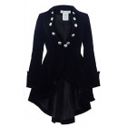 CS The Velvet Wine Waterfall Victorian Gothic Ruffle Style Jacket-USA Stock! (XS, Black)