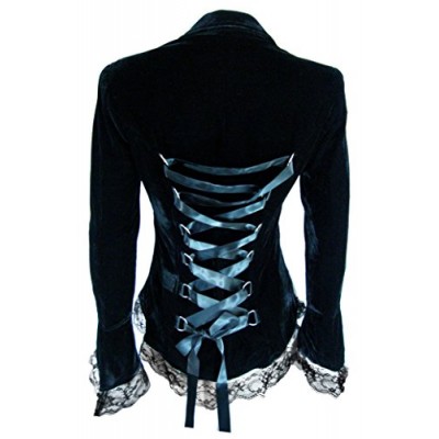 Velvet Passion - Black Victorian Gothic Vintage Style High-Low Lace Corset Jacket (LG)