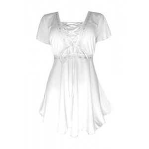 Dare to Wear Victorian Gothic Boho Women's Plus Size Angel Corset Top White/Silver 4X
