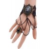 Eternity J. Vintage Black Lace Vampire Slave Chain Rhinestone Queen Victorian Gothic Bracelet Ring Set