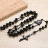 Flongo Men's Women's Vintage Stainless Steel 6mm Beads Black Jesus Christ Crucifix Cross Rosary Pendant Necklace, 30 inch