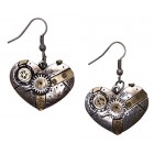 Steampunk Earrings - Gear Machine Heart