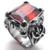 Size 7 - KONOV Jewelry Vintage Stainless Steel Band Red Crystal Gothic Dragon Claw Biker Men's Ring