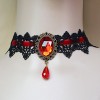 MEiySH Retro Handmade Lace Royal Court Vampire Choker Gothic Necklace Black Pendant Chain-red