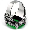 Men's Large Stainless Steel Crystal Dragon Claw Knight Cross Flower Gothic Vintage Ring , Silver Green Size 7