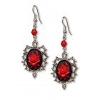Gothic Red Rose Cameo Earrings Surrounded by Thorns with Red Bead