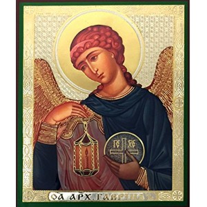Archangel Saint Gabriel Wood Russian Icon God's Angel 6 1/4 Inch