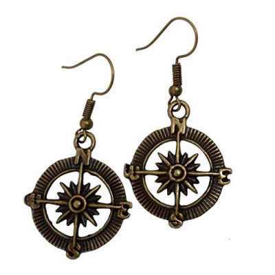 umbrellalaboratory Steampunk Nautical Pirate compass earrings pendant charm by