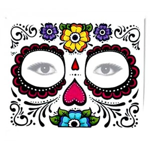 Sugar Skull Full Face Temporary Tattoo