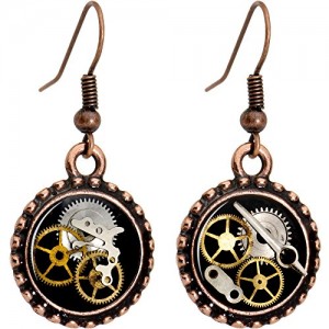 Body Candy Handcrafted Steampunk Pocket Watch Gears Fishhook Earrings