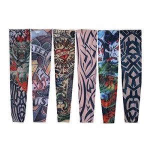 H88 - Fake Nylon Temporary Tattoo Sleeves Arm Stockings Goth Punk 6 Pcs