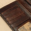 OURBAG Men's Genuine Leather Business Long Bifold Wallet Purse Dragon Pattern Brown