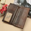 OURBAG Men's Genuine Leather Business Long Bifold Wallet Purse Dragon Pattern Brown